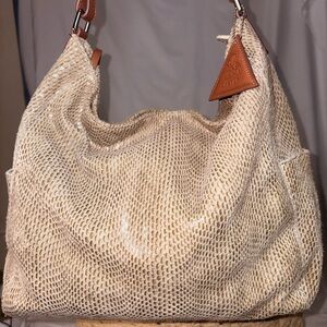 Sorati Beige Snakeskin Shoulder Bag Boho Chic Y2K Slouchy Luxe Hobo Purse